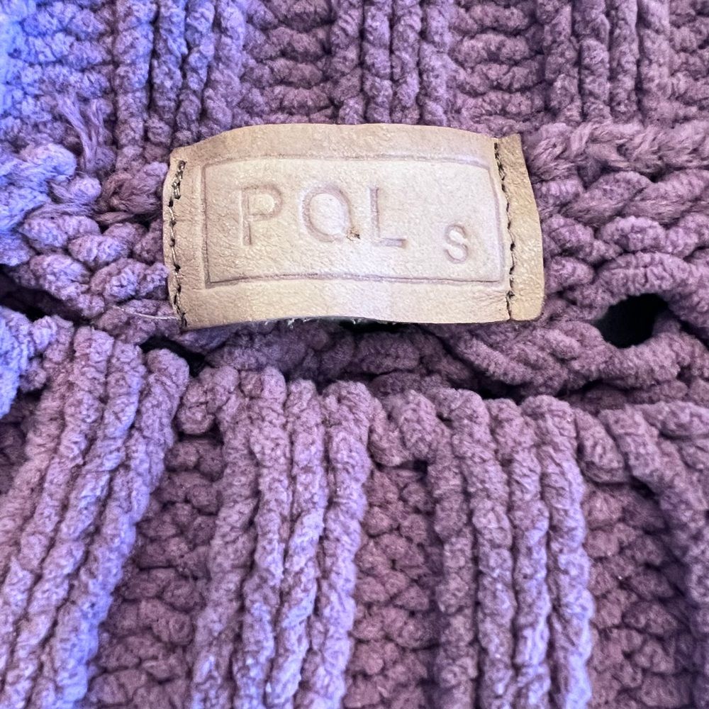 POL Chunky Open Weave Sweater Mauve tone Zipper Fun Detail Sz Small Leather Tag - Picture 3 of 7